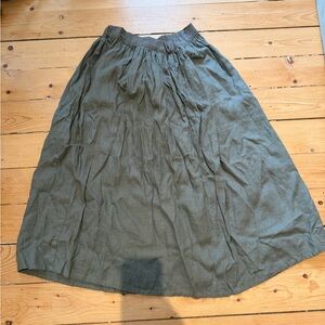 Linenfox 100% Linen Women's Olive Green Midi Skirt And Crop Top xs/m